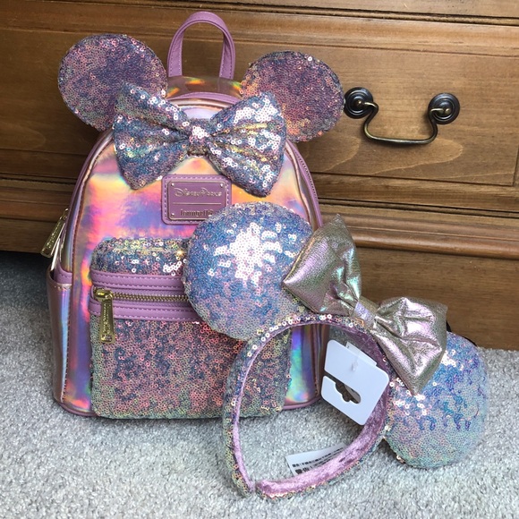 Loungefly Handbags - Loungefly Pink EARidescent Loungefly with Minnie Mouse Ears